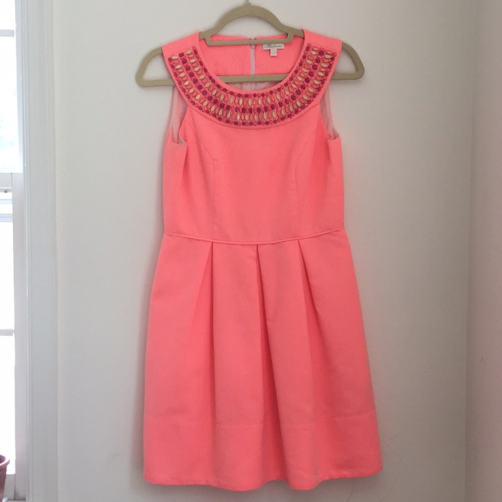 Shoshanna Pink Dress with Beaded Neckline